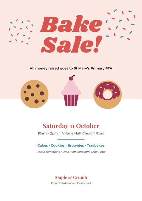 Bake sale poster template preview