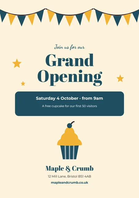 Bakery grand opening flyer template preview