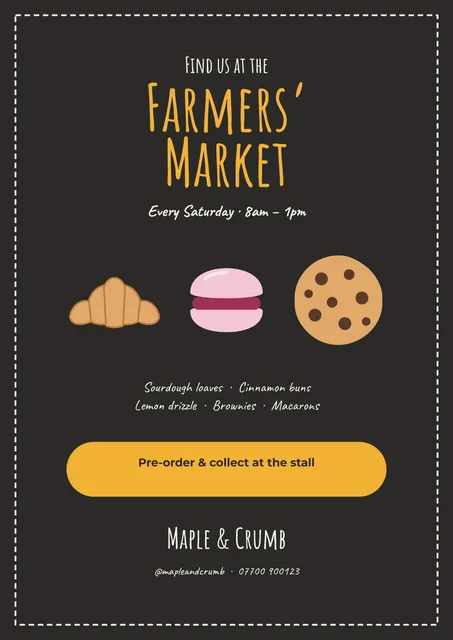Market stall chalkboard poster template preview